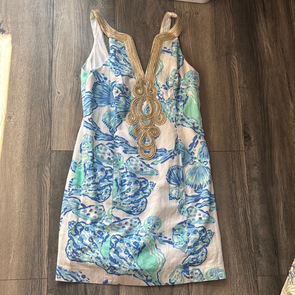 Lily Pulitzer Elegant Blue and Gold Women's Dress